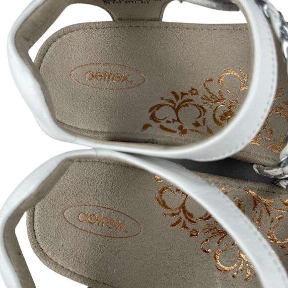 Aetrex Jillian Women’s Sandals Size 8 White Leather Strappy Slingback Comfort - Picture 10 of 11